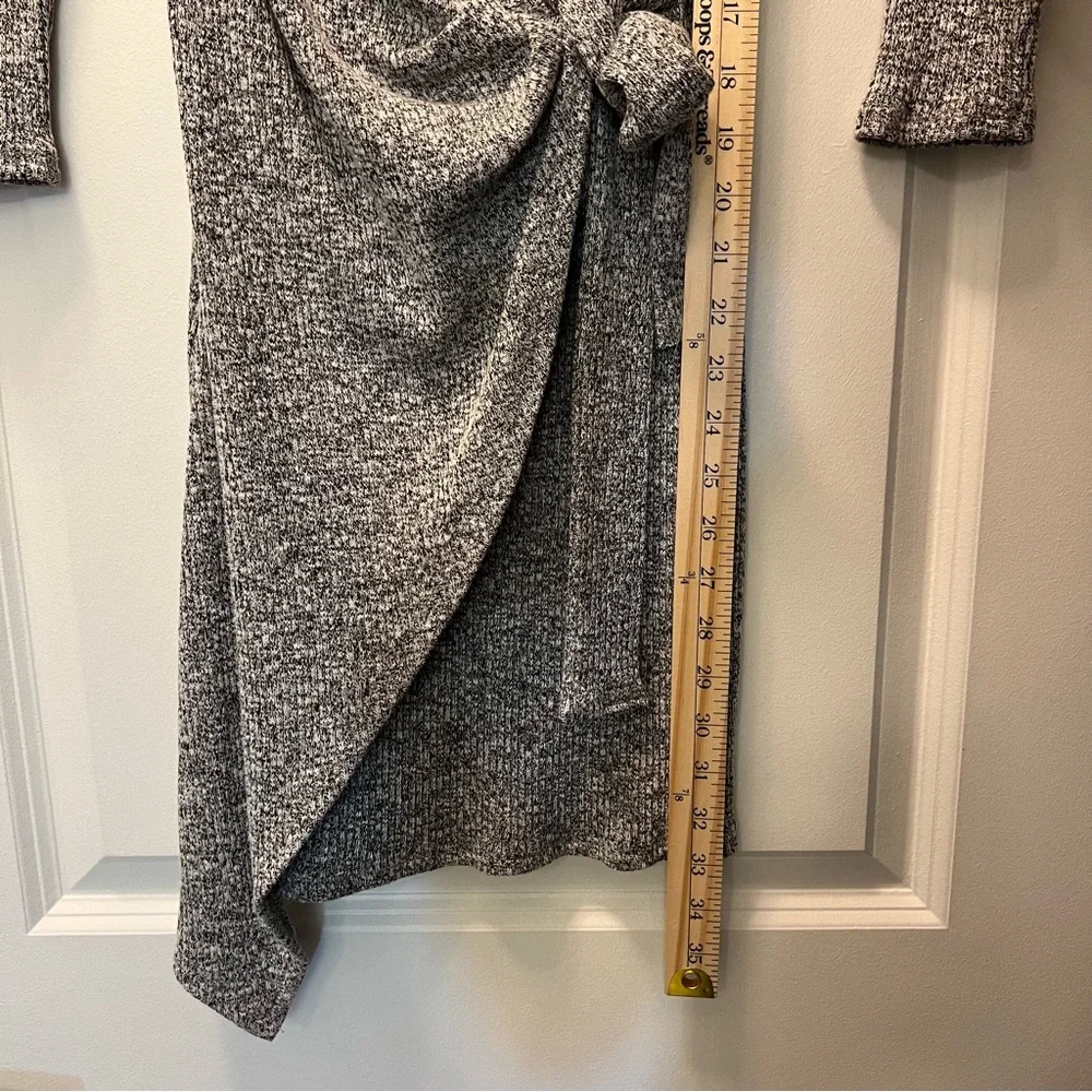 AKIRA V-Neck Tie Waist Mini Sweater Dress-Gray - Picture 6 of 8
